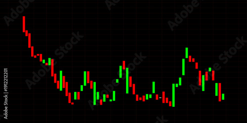 Digital Candlestick Chart Illustrating Stock Market Volatility, Growth, and Decline Trends