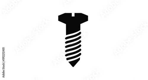 Simple black silhouette of a screw with a slotted head
