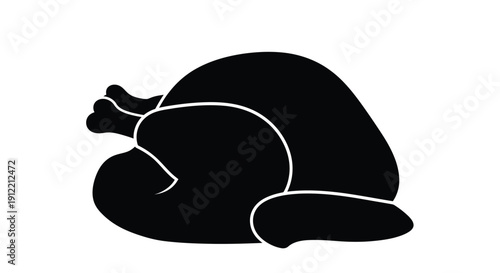 A simple black silhouette of a cooked turkey likely for thanksgiving