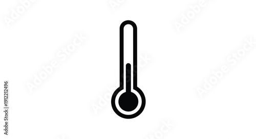 Simple black and white illustration of a thermometer on a white background