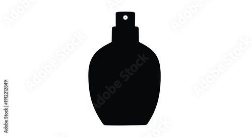 A black silhouette of a spray bottle isolated on a white background