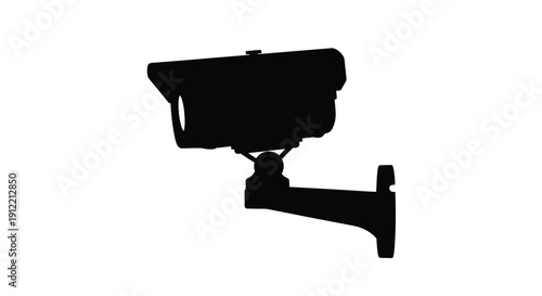 A black silhouette of a security camera mounted on a wall bracket
