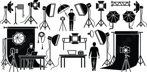 Professional studio lighting setup for photography and videography production