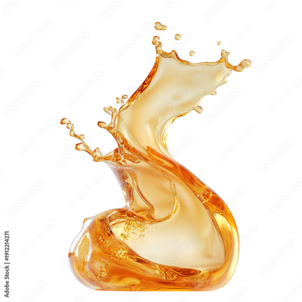 Fototapeta premium Golden Abstract Fluid Sculpture in Interior Space isolated on a transparent background