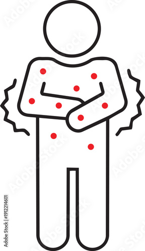 Symptom Illustration: Depicting the essence of discomfort, this illustration showcases a person grappling with illness, characterized by visible signs of sickness.