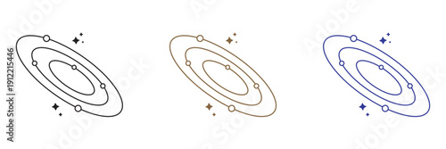planet icon illustration isolated vector sign symbol. Black hole universe vector icon. Line icons on white background.