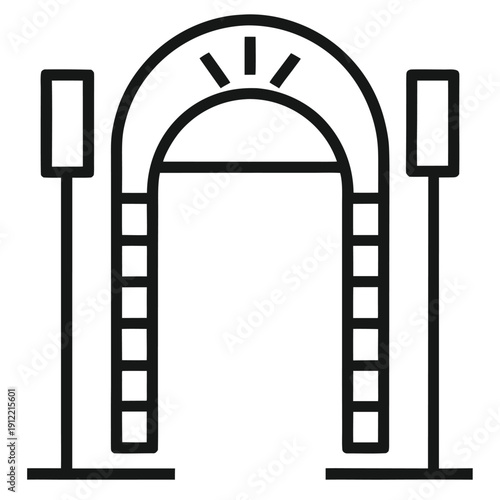 Archway with Columns and Streetlights gate entrance