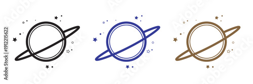 planet icon illustration isolated vector sign symbol. Black hole universe vector icon. Line icons on white background.