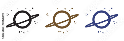 planet icon illustration isolated vector sign symbol. Black hole universe vector icon. Line icons on white background.