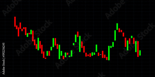 Digital Candlestick Chart Displaying Stock Market Fluctuations and Cryptocurrency Trends