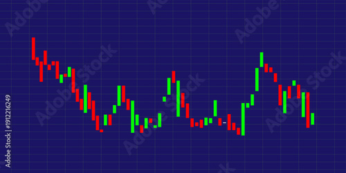 Dynamic Candlestick Graph Illustrating Global Stock Exchange Performance and Financial Data Analysis