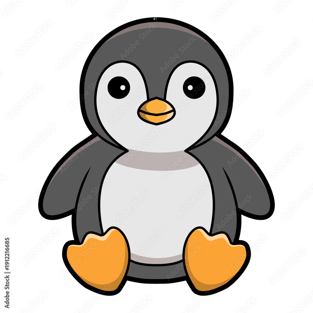 Obraz premium Adorable cartoon penguin sitting illustration