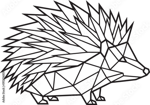 Geometric Hedgehog Illustration - Minimalist Line Art