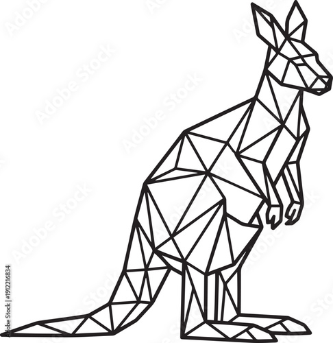 Geometric Kangaroo Illustration - Minimalist Line Art