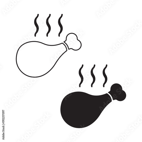 Chicken Leg Food Icon – Delicious Fried Meat Symbol for Restaurant Logo, Menu Design and Fast Food Branding.