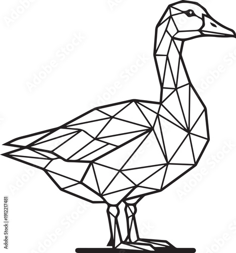 Geometric Goose Illustration - Minimalist Line Art