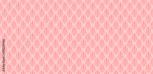 Pink Art Deco Pattern Vector, Seamless Shell Fan Motif Background, Elegant Minimalist Pastel Wallpaper Illustration for Textile, Fashion Branding, Wedding Invitation Backdrop, and Flat Design.