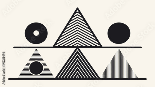 Geometric shapes balancing in harmony on scales