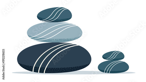 Serene blue stone balance illustration for wellness and harmony
