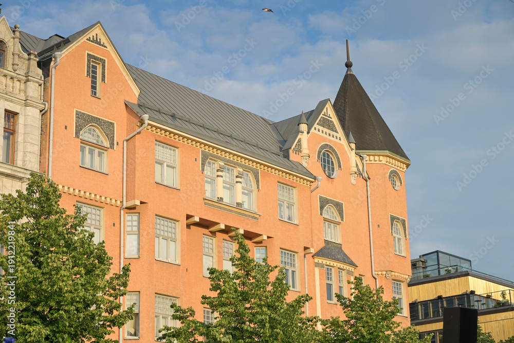 Fototapeta premium Altbau, Jugendstil, Kasarmitori Platz, Kaartinkaupunki, Altstadt, Helsinki, Finnland