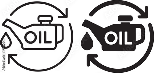 Oil change icon silhouette canister gear arrow.