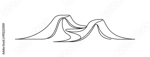 "Unreal Topography". Minimalistic one-line drawing an abstract ground form with impossible slopes and smooth transitions