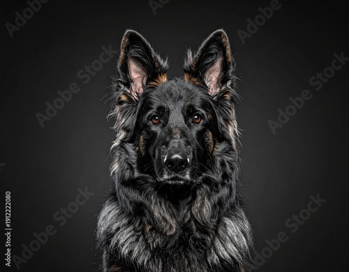 Portrait de berger Allemand de race ancienne. Isolé sur fond nir. Generated Image. 