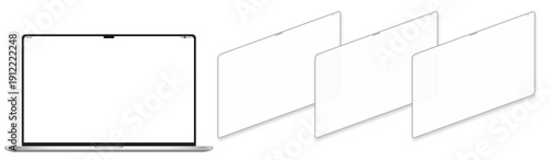 Photos Notebook Modern Silver- notch, camera, statusbar - mockup for app presentation -