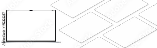 Photos Notebook Modern Silver- notch, camera, statusbar - mockup for app presentation -