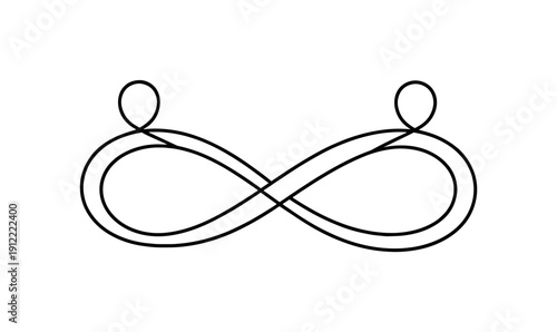Infinite Emblem. Minimalistic one-line drawing emblem suggesting infinity, continuity, and collective memory, continuous