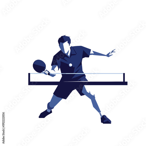 Dynamic table tennis player illustration in action; modern vector graphic depicting an athlete in a game.