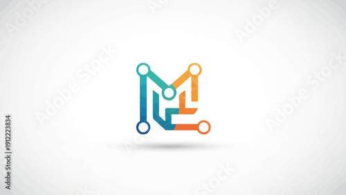 Abstract digital technology logo with circuit board elements