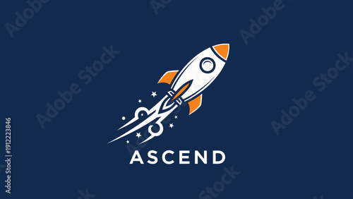 Rocket ship Ascend in starry sky