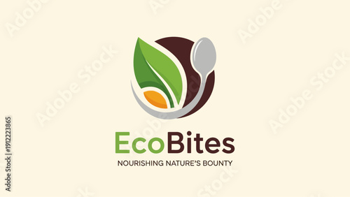 EcoBites logo: nourishing nature's bounty with organic food and a spoon