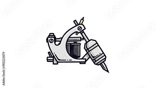 Classic Tattoo Machine Illustration on White Background