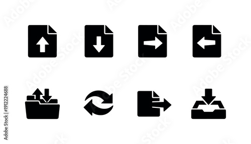 File Transfer Icons. File transfer icons. Filled icon set of File transfer icons: file upload arrow, file download arrow
