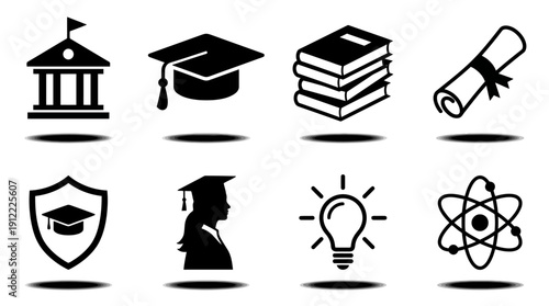 Modern education icons for learning and academic success