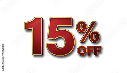 Red 15 Percent Off With Gold Trim discount sale