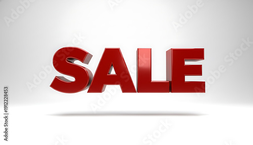 Red 3 D Sale Text Floating on White Background word