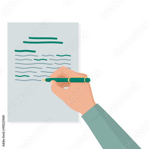 Buinessman hand writing a document using a pen