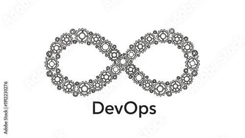 DevOps infinity symbol with gears representing continuous software development lifecycle
