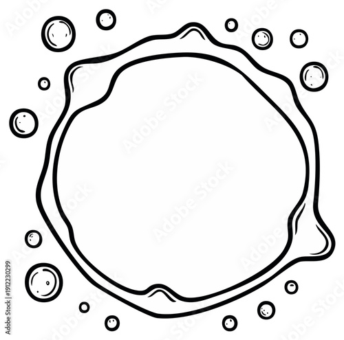 Outlined Irregular Circle with Bubble Accents: Frame, Border, and Decor Element