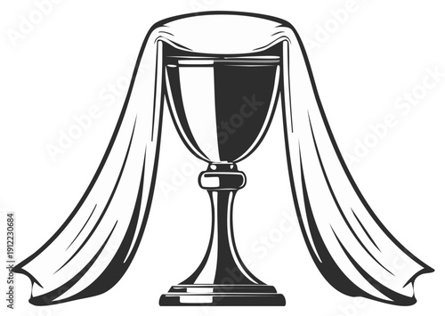 Sacred Chalice Covered by Drape Representing Mystery and Revelation