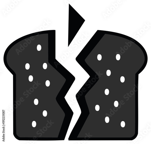 Broken Bread Slice Symbol Graphic Representation Food Concept