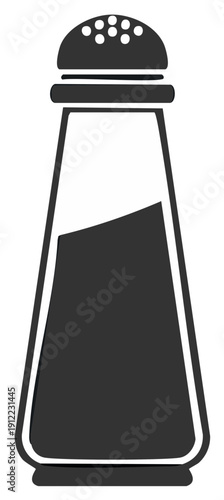 Simple salt shaker icon. Minimalist black and white graphic for cooking, seasoning, and dining