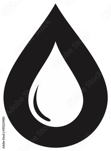 Simple black water drop icon symbolizing purity and liquid elements