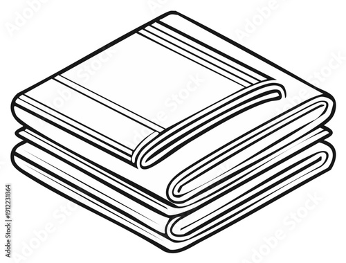 Isometric illustration of neatly folded towels in a stack for household linen or bathroom decor.