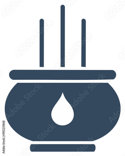 Incense burner icon with sticks and droplet symbol aromatherapy meditation ritual