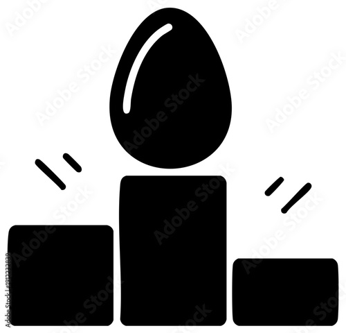 Stylized Winner's Podium with an Egg on Top Achievement Concept
