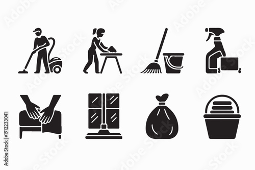 Housekeeping Cleaning Service Icon Set